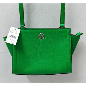 Michael Kors Freya Green Pebbled Leather Zipper Crossbody Bag - NWT